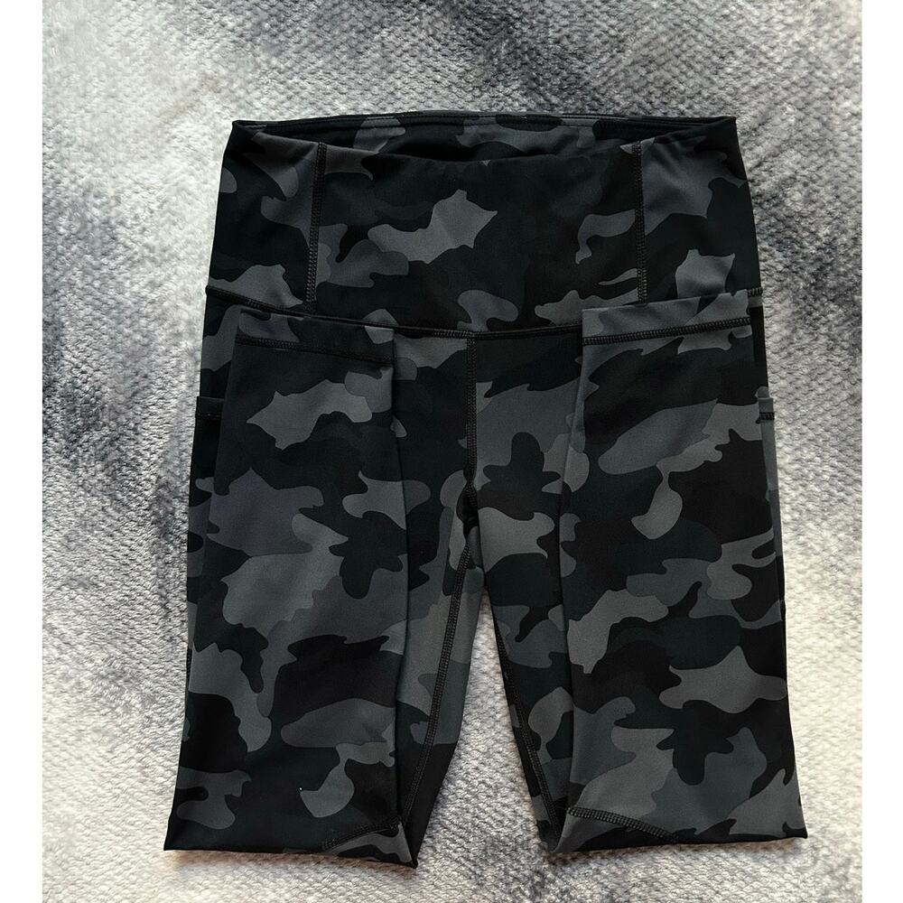 Yogalicous Camo Black Gray Pockets 7/8 Length High Rise Leggings Size Medium